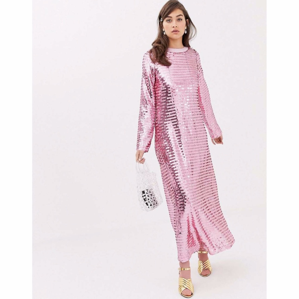 Sister Jane Long Sleeve Midi Dress / All Over Sequin / Size L